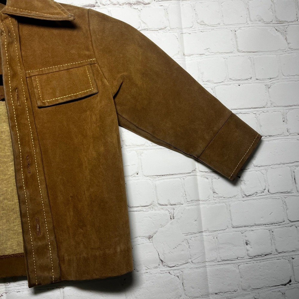 Vintage 1970s Toddler Suede Jacket Sears Western Cowboy Brown Retro Kids Size 2T - Picture 4 of 7